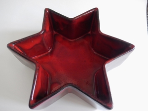 Gebäck/Konfektschale "Stern" weinrot geflammt - Keramik