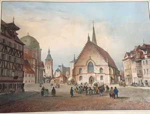 Lithografie Billmark Jacottet 1860 Jakobskirche Nürnberg Altstadt Grafik Nuremberg Bild 2
