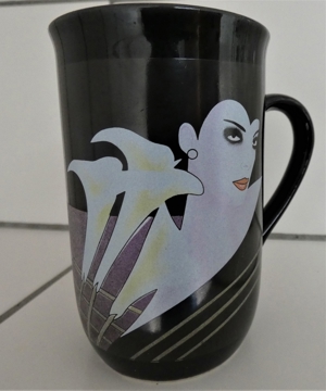 Kaffee- / Tee- Cappuccino - Tasse schwarz Porzellan - chices Muster Bild 3