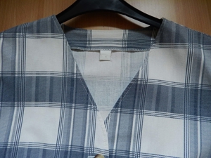 Blazer / Blusenjacke Gr. 40 blau-weiß-kariert / eleganter Kurzarmblazer Bild 3