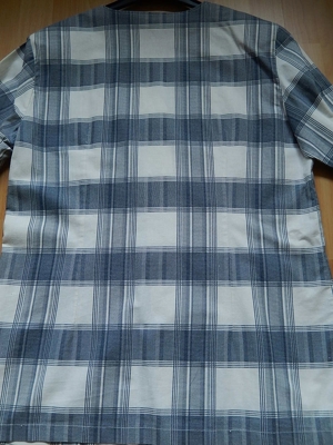 Blazer / Blusenjacke Gr. 40 blau-weiß-kariert / eleganter Kurzarmblazer Bild 2