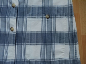 Blazer / Blusenjacke Gr. 40 blau-weiß-kariert / eleganter Kurzarmblazer Bild 4