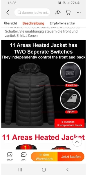 Beheizbare Winterjacke Unsisex Bild 3