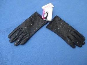 NEU mit ETIKETT Lamm Napa Leder Nieten Finger Handschuhe Sienna De Luca schwarz silber