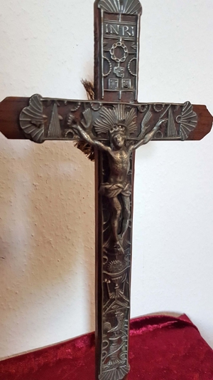 Tischkreuz Herrgotts Winkel Marterl Kruzifix Kreuz Jesus Christus Biedermeier Bild 6