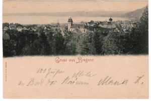 Bregenz, Correspondenz-Karte, Schiffspost, Baronin von Schenck, Schweinsberg, Mathilde v. Ploennies, Bild 1