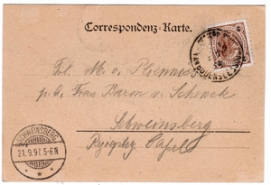 Bregenz, Correspondenz-Karte, Schiffspost, Baronin von Schenck, Schweinsberg, Mathilde v. Ploennies, Bild 3