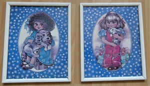 2 Nostalgiebilder gerahmt hinter Glas ca. 27 x 22 cm