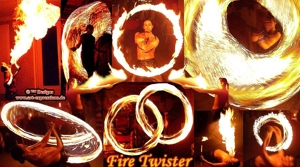 Feuershow, Feuerspucker Feuerschlucker FIRE TWISTER mit Feuerschalen & Trommel Percussion für Events Bild 4