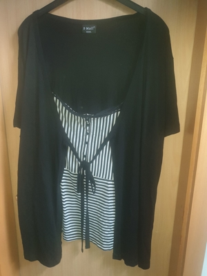 2 in 1 Kurzarm-Shirt in schwarz Größe 3XL