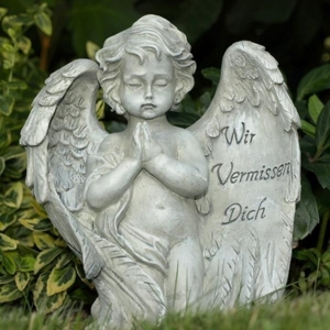 Trauerengel Engel zum Gedenken, Trostengel Wir vermissen Dich Inschrift Bild 2