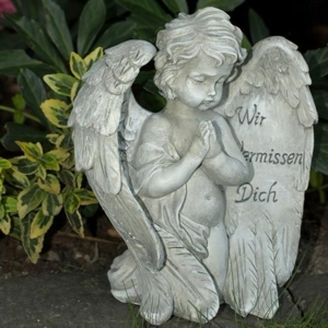 Trauerengel Engel zum Gedenken, Trostengel Wir vermissen Dich Inschrift Bild 1