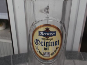 Bierkrug, Bierseidl, Glaskrug von Tucher 950 Jahre Nürnberg Bild 1