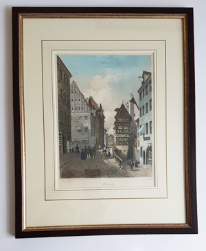 Lithografie Billmark Jacottet 1835 Kaiserstraße Nürnberg Altstadt Grafik Nuremberg