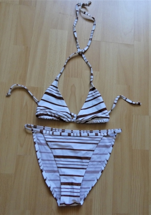 Bikini Gr. 38 weiß-braun-gestreift