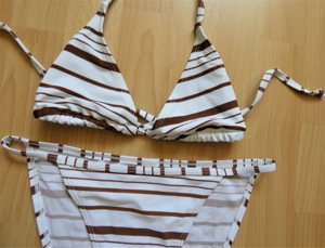Bikini Gr. 38 weiß-braun-gestreift Bild 2