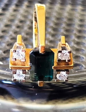Turmalin mit Brillianten 585er Gelbgold - Ringgroße 55 Bild 2