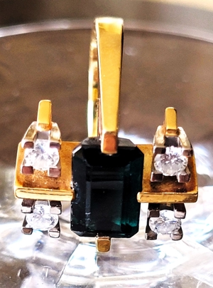 Turmalin mit Brillianten 585er Gelbgold - Ringgroße 55 Bild 3
