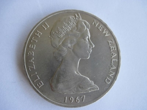 1 Dollar Neuseeland 1967 Elizabeth II. Shield of Arms Bild 1