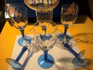 6 Trinkgläser -Blaue Hochstielige- für Wein + sonstige Getränke Bild 6