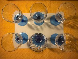 6 Trinkgläser -Blaue Hochstielige- für Wein + sonstige Getränke Bild 7