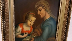 Ölgemälde Antik Heilige Anna Jungfrau Maria Mutter Gottes Ikone Madonna Bild 5