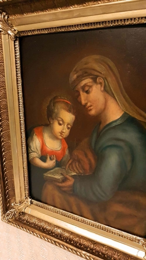 Ölgemälde Antik Heilige Anna Jungfrau Maria Mutter Gottes Ikone Madonna Bild 3