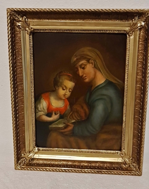 Ölgemälde Antik Heilige Anna Jungfrau Maria Mutter Gottes Ikone Madonna Bild 2