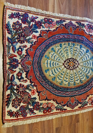 Alt Keshan Blumen Brücke Iran Perser Teppich Reliefiert Blüten Orient Sammler Bild 4