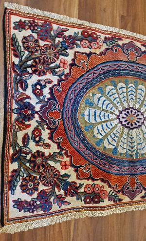 Alt Keshan Blumen Brücke Iran Perser Teppich Reliefiert Blüten Orient Sammler Bild 3