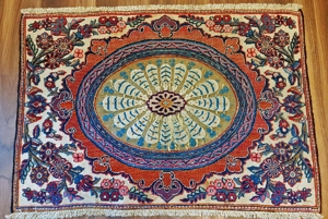 Alt Keshan Blumen Brücke Iran Perser Teppich Reliefiert Blüten Orient Sammler Bild 2