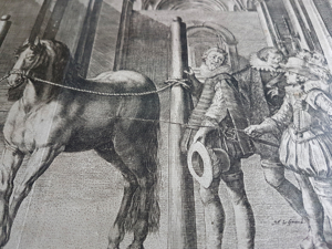 1624 Altmeister Kupferstich Crispin de Passe Reitschule Reiten Pferd Soldat König Paris Bild 6