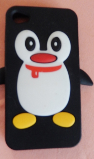 Silikon Schutzhülle für iPhone 4 Cover Pinguin schwarz