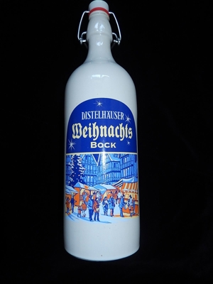 alte Keramikflasche mit Bügelverschluß "Distelhäuser Weihnachtsbock"
