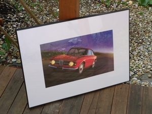 Oldtimer Wandbild Bild Alfa Romeo GT Junior gerahmt im Bilderrahmen Alurahmen Bild 2