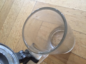 Rarität! Alter Zinndeckel Glaskrug mit Abriss 1 Liter Masskrug Bierkrug Bierglas Pferd Zinn Bild 10