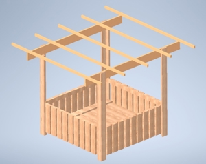 Heuraufe 2,00 x 2,00 mit Trapez-Dach 3 x 3m