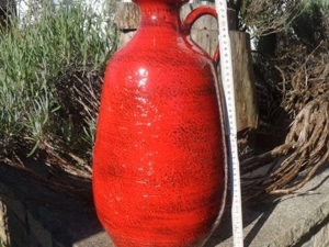 Bodenvase Blumenvase Vase rot Henkelvase. Handarbeit Bild 4