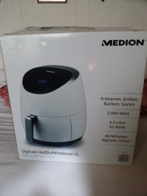 MEDION® XXL Heißluftfritteuse MD 18290, 4,5 L Fassungsvermögen, 2.000W