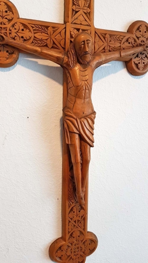 Schnitzerei Kruzifix Kreuz Cruz Jesus Christus Klosterarbeit Altar Jugendstil Bild 2