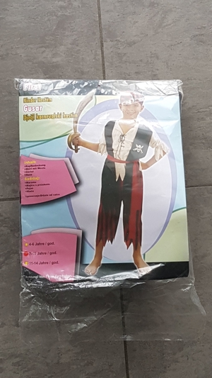 Pirat Seeräuber Karneval Fasching Gr. M (7-10 Jahre) 4 tlg. Neu