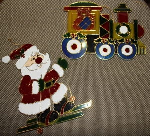 Weihnachts - Fenster/Türdekoration Weihnachtsmann und Lokomotive Bild 2