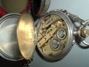 Herren Taschenuhr mit schönem Uhrwerk, Hülle, und Kette. Bild 5