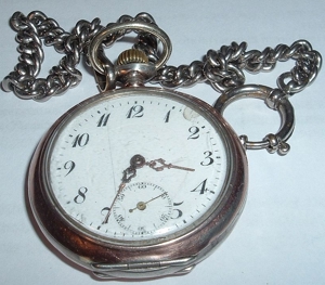 Herren Taschenuhr mit schönem Uhrwerk, Hülle, und Kette. Bild 2