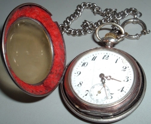 Herren Taschenuhr mit schönem Uhrwerk, Hülle, und Kette. Bild 7