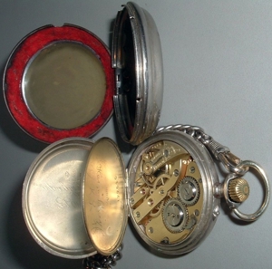 Herren Taschenuhr mit schönem Uhrwerk, Hülle, und Kette. Bild 6