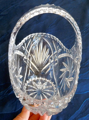 Bleikristall Körbchen Glasschale mit Henkel Bild 3