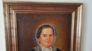 Biedermeier Ölgemälde Porträt Dame Oma Kostüm Frau antik Deutschland Kaiserreich Bild 5