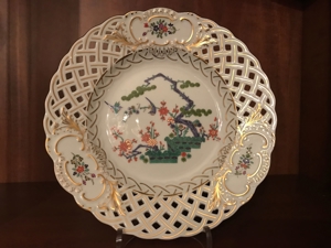 Meißner Porzellan Durchbruchteller Japanisches Dekor mit Gold Bild 1