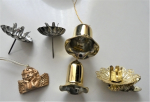 Weihnachtsdekorationen - Glöckchen-Gehänge neuwertig, Kerzenhalter, Putte Bild 2